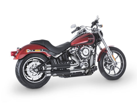 Dr. Jekill & Mr. Hyde Jekill Bomb Wrinkle Black Exhaust Harley-Davidson Low Rider 107, Softail Slim 107 & Softail Standard 2018–2020 — 3.5 inch Big Shot Chrome (EP-142760) — V-Strike Even Narrow Chrome headers