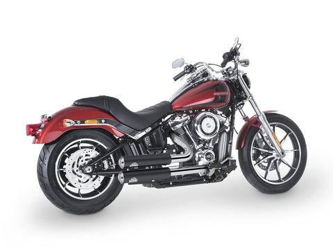 Dr. Jekill & Mr. Hyde Jekill Bomb Wrinkle Black Exhaust Harley-Davidson Low Rider 107, Softail Slim 107 & Softail Standard 2018–2020 — 3.5 inch Streetfighter Blank (EP-142762) — V-Strike Even Narrow Chrome headers