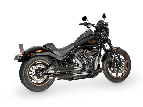 Dr. Jekill & Mr. Hyde Jekill Bomb Wrinkle Black Exhaust Harley-Davidson Low Rider S & Street Bob 107 2018–2020 — 3.5 inch Tapered Chrome (EP-142836) — V-Strike Even Narrow Chrome headers