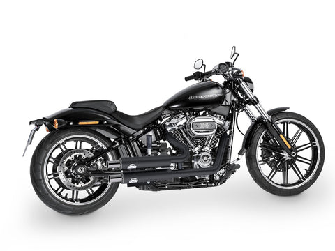 Dr. Jekill & Mr. Hyde Jekill Bomb Wrinkle Black Exhaust Harley-Davidson Breakout 107 & Fat Boy 107 2018–2020 — 3.5 inch Vintage Stainless Steel (EP-142908) — V-Strike Even Wide Wrinkle Black headers