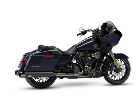 Dr. Jekill & Mr. Hyde Touring Black Exhaust with 4.0 inch Streetfighter Blank End Cap Harley-Davidson Street Glide ST 2022 — 4.0 inch CVO end cap adapter Red (EP-150366)