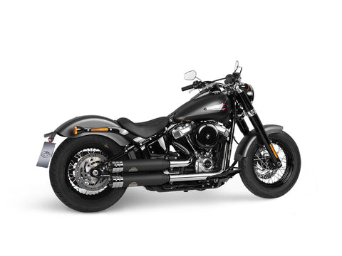 Dr. Jekill & Mr. Hyde Shorty Wrinkle Black Exhaust Harley-Davidson Softail Slim 107 & Softail Standard 2021–2024 — 3.5 inch Big Shot Chrome (EP-151440) — V-Strike Even Narrow Chrome headers