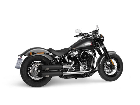 Dr. Jekill & Mr. Hyde Shorty Wrinkle Black Exhaust Harley-Davidson Softail Slim 107 & Softail Standard 2021–2024 — 3.5 inch Slashcut Wrinkle Black (EP-151442)