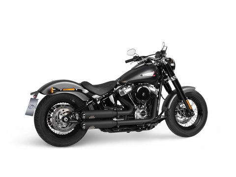 Dr. Jekill & Mr. Hyde Shorty Wrinkle Black Exhaust Harley-Davidson Softail Slim 107 & Softail Standard 2021–2024 — 3.5 inch Streetfighter Blank (EP-151446) — V-Strike Even Narrow Wrinkle Black headers