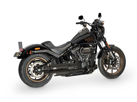 Dr. Jekill & Mr. Hyde Shorty Wrinkle Black Exhaust Harley-Davidson Low Rider S & Street Bob 2021–2024 — 3.5 inch Vintage Wrinkle Black (EP-151489) — V-Strike Even Narrow Wrinkle Black headers