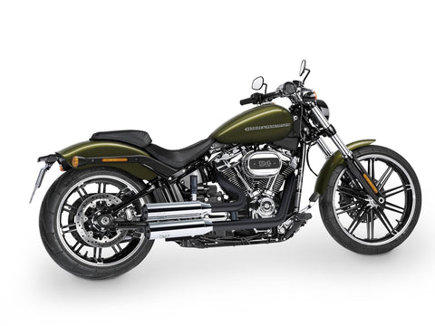 Dr. Jekill & Mr. Hyde Shorty Chrome Exhaust Harley-Davidson Breakout 114 & Fat Boy 114 2021 — 3.5 inch Streetfighter Wrinkle Black (EP-151536) — V-Strike Even Wide Wrinkle Black headers