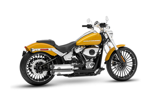 Dr. Jekill & Mr. Hyde Shorty Chrome Exhaust Harley-Davidson Breakout 117, Fat Boy 117 & Fat Boy Gray Ghost 2025–2026 — 3.5 inch Slashcut Chrome (EP-152951) — V-Strike Even Wide Wrinkle Black headers