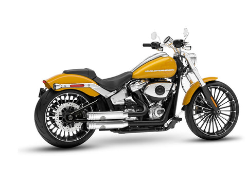 Dr. Jekill & Mr. Hyde Shorty Chrome Exhaust Harley-Davidson Breakout 117, Fat Boy 117 & Fat Boy Gray Ghost 2025–2026 — 3.5 inch Big Shot Chrome (EP-152952) — V-Strike Even Wide Wrinkle Black headers