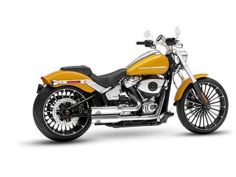 Dr. Jekill & Mr. Hyde Shorty Chrome Exhaust Harley-Davidson Breakout 117, Fat Boy 117 & Fat Boy Gray Ghost 2025–2026 — 3.5 inch Streetfighter Wrinkle Black (EP-152955) — V-Strike Even Wide Chrome headers