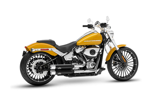 Dr. Jekill & Mr. Hyde Shorty Wrinkle Black Exhaust Harley-Davidson Breakout 117, Fat Boy 117 & Fat Boy Gray Ghost 2025–2026 — 3.5 inch Big Shot Chrome (EP-152963) — V-Strike Even Wide Chrome headers