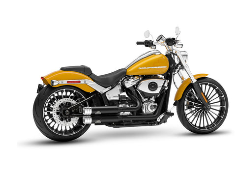 Dr. Jekill & Mr. Hyde Shorty Wrinkle Black Exhaust Harley-Davidson Breakout 117, Fat Boy 117 & Fat Boy Gray Ghost 2025–2026 — 3.5 inch Big Shot Chrome (EP-152963) — V-Strike Even Wide Wrinkle Black headers