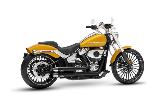 Dr. Jekill & Mr. Hyde Shorty Wrinkle Black Exhaust Harley-Davidson Breakout 117, Fat Boy 117 & Fat Boy Gray Ghost 2025–2026 — 3.5 inch Tapered Chrome (EP-152966) — V-Strike Even Wide Wrinkle Black headers