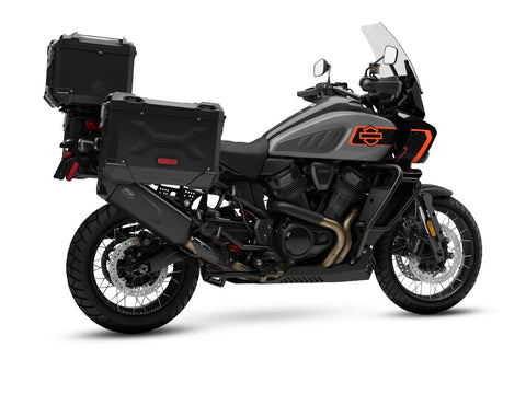 Dr. Jekill & Mr. Hyde Nomad Black Exhaust Harley-Davidson Pan America & CVO 2024–2026 — Hexagon Wrinkle Black (EP-153014) — heat shields: Carbon Gloss