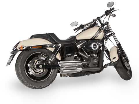 Dr. Jekill & Mr. Hyde Shorty (JH Headerset only) Chrome Exhaust Harley-Davidson CVO Screamin Eagle Fat Bob, Fat Bob & Wide Glide 2008–2011 — 3.5 inch Streetfighter Blank (EP-211170) — V-Strike Even Wrinkle Black headers