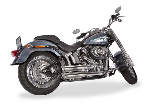 Dr. Jekill & Mr. Hyde Shorty Chrome Exhaust Harley-Davidson Fat Boy up to 103 1984–1995 — 3.5 inch Slashcut Chrome (EP-211356) — V-Strike Even Chrome headers