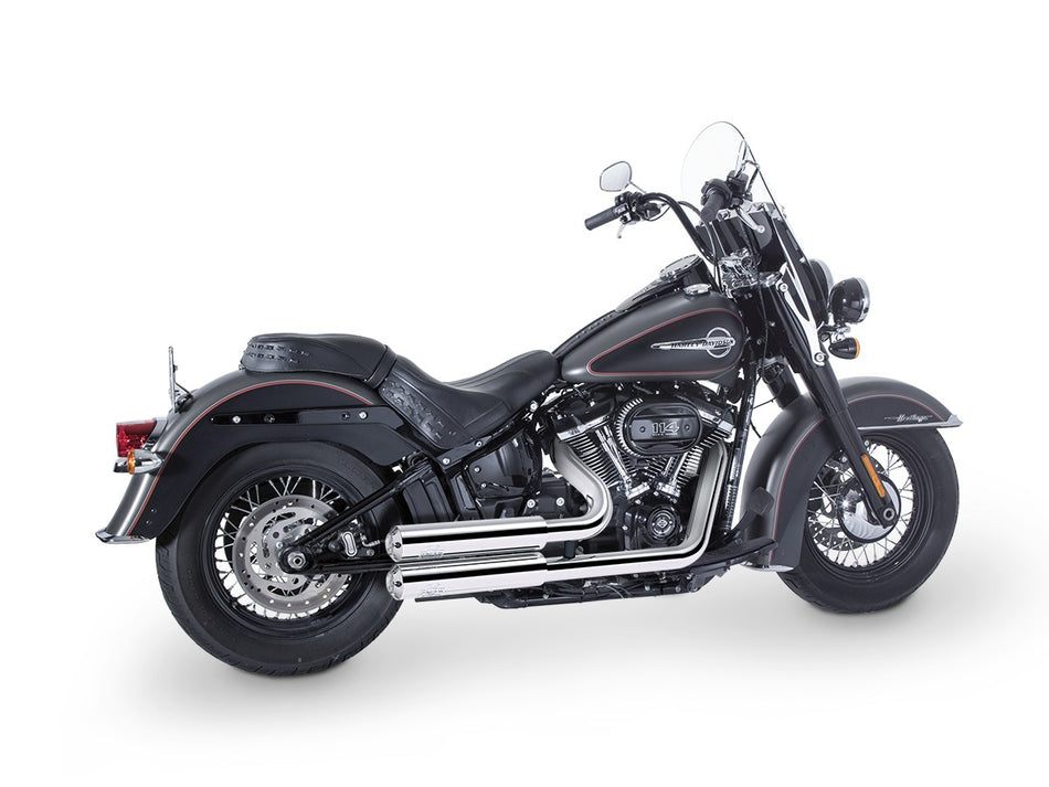 Dr. Jekill & Mr. Hyde Jekill Bomb (JH Headerset only) Chrome Exhaust Harley-Davidson Heritage Classic 2018–2020 — 3.5 inch Streetfighter Blank (EP-240650) — V-Strike Even Narrow Chrome headers