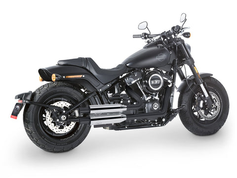 Dr. Jekill & Mr. Hyde Shorty (JH Headerset only) Chrome Exhaust Harley-Davidson Fat Bob 107 2018–2020 — 3.5 inch Vintage Wrinkle Black (EP-242229) — V-Strike Even Narrow Wrinkle Black headers