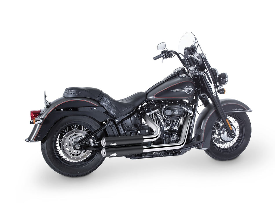 Dr. Jekill & Mr. Hyde Jekill Bomb Wrinkle Black Exhaust Harley-Davidson Heritage Classic 107 & Softail Deluxe 107 2018–2020 — 3.5 inch Streetfighter Blank (EP-242293) — V-Strike Even Narrow Chrome headers