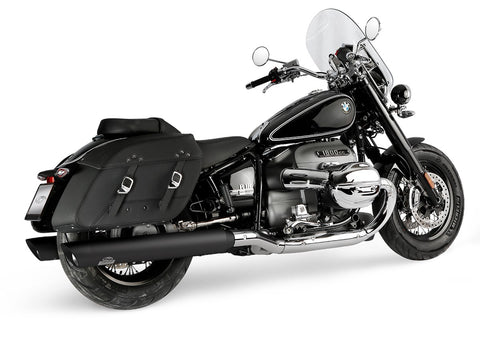 Dr. Jekill & Mr. Hyde Beat Long Black Exhaust BMW R18 Classic & R18 2021–2024 — 4.0 inch Slashcut Black (EP-250338) — Header set Chrome headers