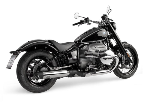 Dr. Jekill & Mr. Hyde Beat Short Chrome Exhaust BMW R18 2021–2024 — 4.0 inch Slashcut Black (EP-250365) — Header set Black headers