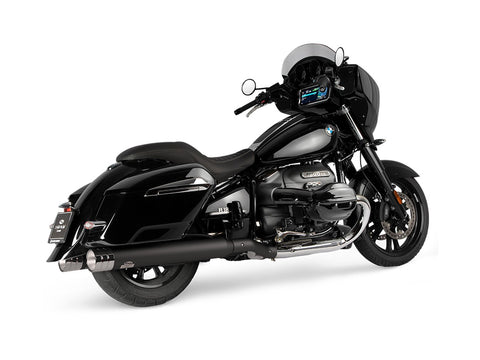Dr. Jekill & Mr. Hyde Beat Long Black Exhaust BMW R18 B, R18 Roctane & R18 Transcontinental 2021–2024 — 4.0 inch Big Shot Chrome (EP-250806) — Header set Black headers