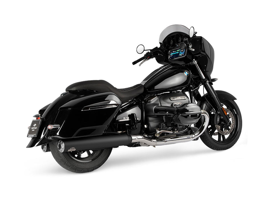 Dr. Jekill & Mr. Hyde Beat Long Black Exhaust BMW R18 B, R18 Roctane & R18 Transcontinental 2021–2024 — 4.0 inch Streetfighter Blank (EP-250812)