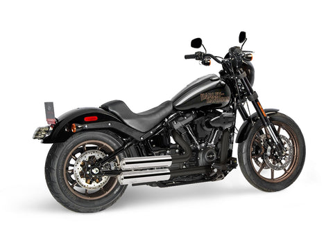 Dr. Jekill & Mr. Hyde Jekill Bomb Chrome Exhaust Harley-Davidson Low Rider S 2022–2024 — 3.5 inch Streetfighter Blank (EP-251966) — V-Strike Even Narrow Wrinkle Black headers