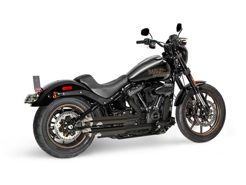 Dr. Jekill & Mr. Hyde Jekill Bomb Wrinkle Black Exhaust Harley-Davidson Low Rider S 2022–2024 — 3.5 inch Slashcut Chrome (EP-251976) — V-Strike Even Narrow Wrinkle Black headers
