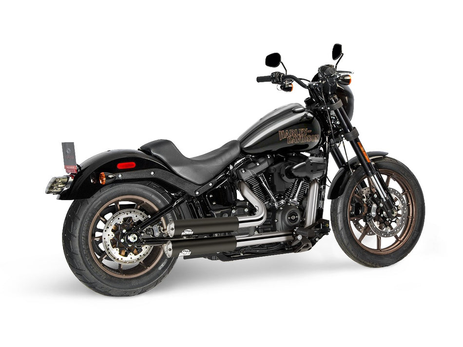 Dr. Jekill & Mr. Hyde Jekill Bomb Wrinkle Black Exhaust Harley-Davidson Low Rider S 2022–2024 — 3.5 inch Streetfighter Blank (EP-251979) — V-Strike Even Narrow Chrome headers