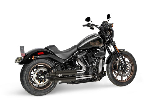 Dr. Jekill & Mr. Hyde Jekill Bomb Wrinkle Black Exhaust Harley-Davidson Low Rider S 2022–2024 — 3.5 inch Vintage Wrinkle Black (EP-251984) — V-Strike Even Narrow Chrome headers