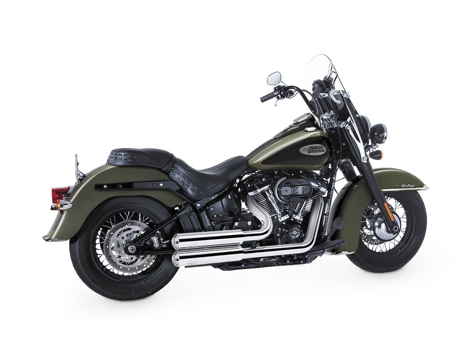Dr. Jekill & Mr. Hyde Jekill Bomb Chrome Exhaust Harley-Davidson Heritage Classic, Low Rider S & Street Bob 2021–2024 — 3.5 inch Streetfighter Blank (EP-252096) — V-Strike Even Narrow Chrome headers