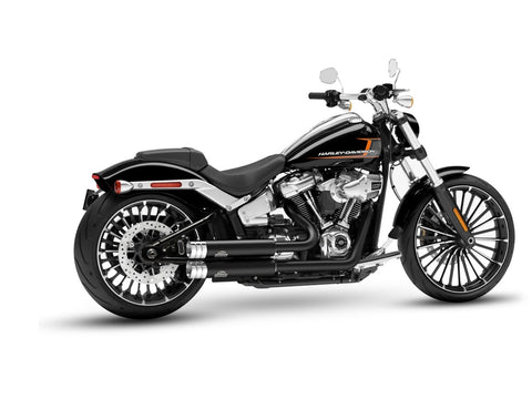 Dr. Jekill & Mr. Hyde Jekill Bomb Wrinkle Black Exhaust Harley-Davidson Breakout 117 2023–2024 — 3.5 inch Big Shot Chrome (EP-252168) — V-Strike Even Wide Wrinkle Black headers