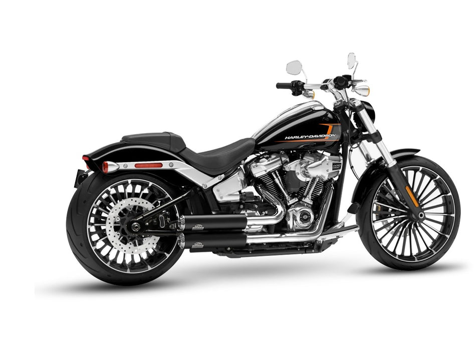 Dr. Jekill & Mr. Hyde Jekill Bomb Wrinkle Black Exhaust Harley-Davidson Breakout 117 2023–2024 — 3.5 inch Streetfighter Blank (EP-252174) — V-Strike Even Wide Chrome headers