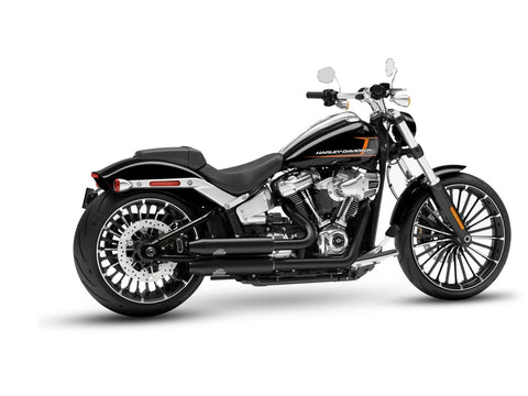 Dr. Jekill & Mr. Hyde Jekill Bomb Wrinkle Black Exhaust Harley-Davidson Breakout 117 2023–2024 — 3.5 inch Tapered Wrinkle Black (EP-252177) — V-Strike Even Wide Wrinkle Black headers