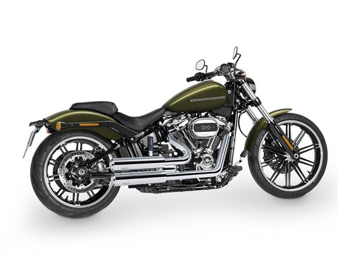 Dr. Jekill & Mr. Hyde Jekill Bomb Chrome Exhaust Harley-Davidson Breakout 114 & Fat Boy 114 2021–2024 — 3.5 inch Streetfighter Blank (EP-252226) — V-Strike Even Wide Chrome headers