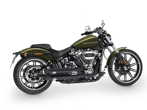 Dr. Jekill & Mr. Hyde Jekill Bomb Wrinkle Black Exhaust Harley-Davidson Breakout 114 & Fat Boy 114 2021–2024 — 3.5 inch Tapered Wrinkle Black (EP-252242) — V-Strike Even Wide Wrinkle Black headers