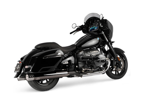 Dr. Jekill & Mr. Hyde Beat Long Dark Chrome Exhaust BMW R18 B, R18 Roctane & R18 Transcontinental 2021–2024 — 4.0 inch Big Shot Chrome (EP-252370) — Header set Black headers