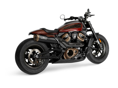 Dr. Jekill & Mr. Hyde Apex Wrinkle Black Exhaust Harley-Davidson Sportster S 2021–2023 — 4.7 inch Slashcut Bronze (EP-252806)