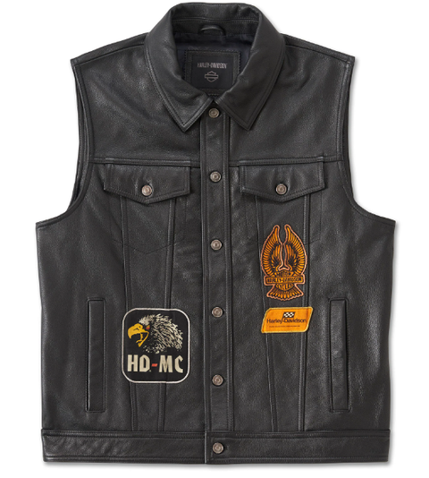 Harley Davison Men's Fuel to Flames Leather Vest 97031-24VM