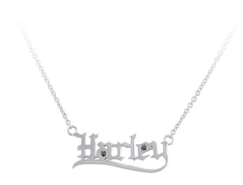 Harley-Davidson® Women's Old English Harley Necklace, Sterling Silver HDN0459