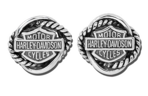 Harley-Davidson® Women's Woven Circle Bar & Shield Post Earrings HDE0308