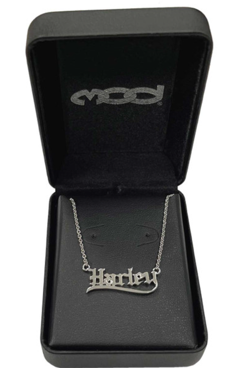 Harley-Davidson® Women's Old English Harley Necklace, Sterling Silver HDN0459