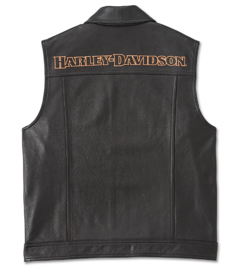 Harley Davison Men's Fuel to Flames Leather Vest 97031-24VM
