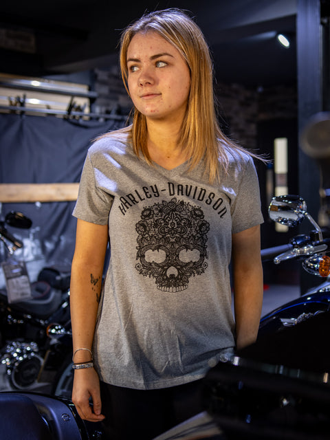 Gateshead Harley-Davidson® Dealer T-Shirt Lacey v-nck 3001739-Heather