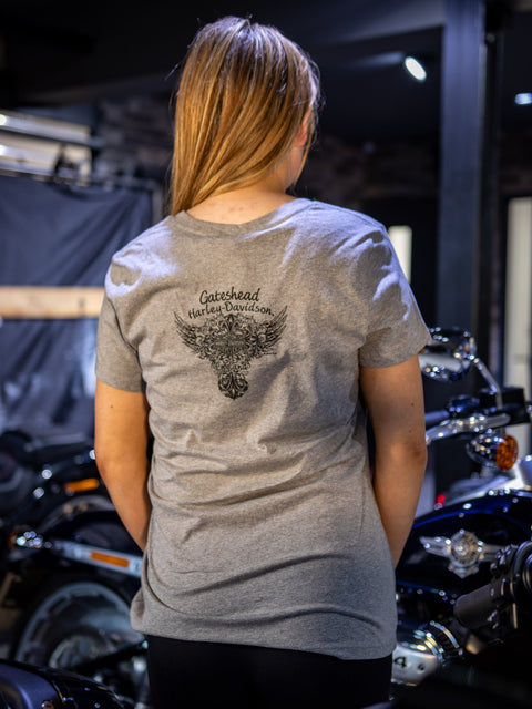 Gateshead Harley-Davidson® Dealer T-Shirt Lacey v-nck 3001739-Heather