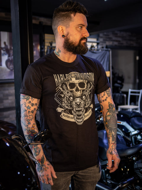 Gateshead Harley-Davidson® Dealer T-Shirt Skull Wolf USA 3001700-BLK