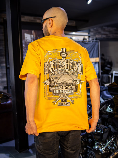 Gateshead Harley-Davidson® Dealer T-Shirt Woodcut Bully -3001695-Gold