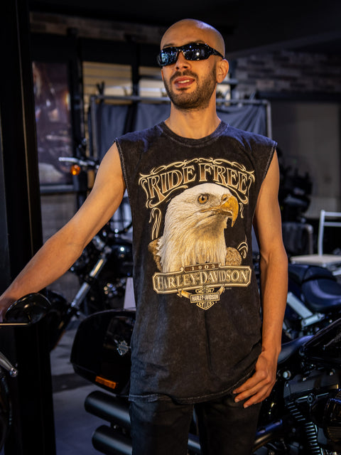 Gateshead Harley-Davidson® Dealer Vest Free Eagle 3001725-BLK DYED