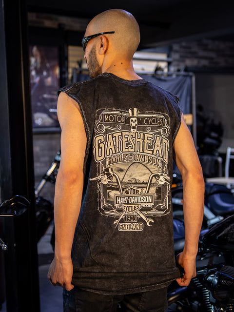 Gateshead Harley-Davidson® Dealer Vest Free Eagle 3001725-BLK DYED