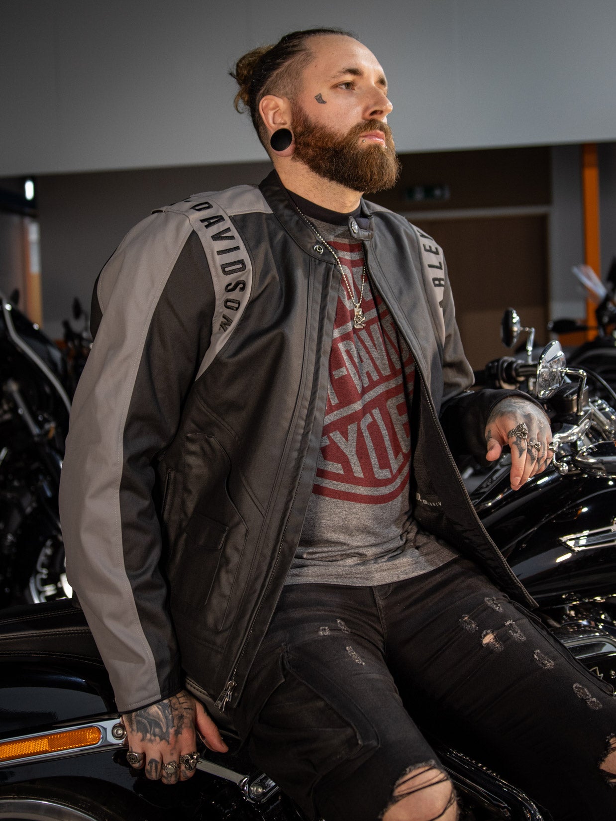 Custom Chopper Riding Jacket Genuine Harley-Davidson® Men's 120th Anniversary Imprint Riding Jacket ...